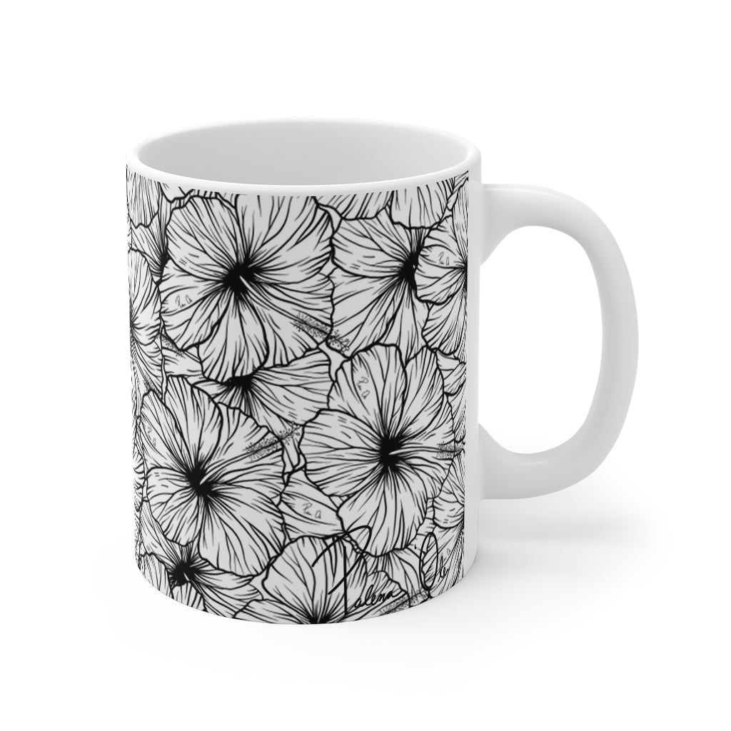 Hibiscus Graphic Mug 11oz (B&W)