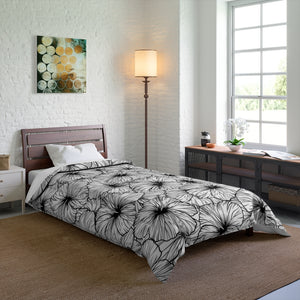 Hibiscus Comforter (B&W)