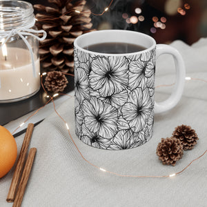Hibiscus Graphic Mug 11oz (B&W)