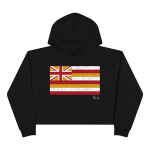 Kanaka Kollection Tribal Flag Cropped Hoodie (White)