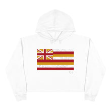 Load image into Gallery viewer, Kanaka Kollection Tribal Flag Cropped Hoodie (White)
