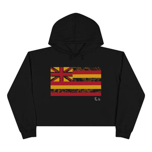 Kanaka Kollection Tribal Flag Cropped Hoodie (Yellow)