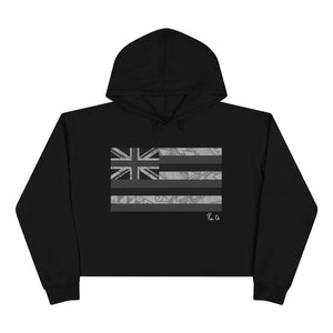 Kanaka Kollection Tribal Flag Cropped Hoodie (B&W)
