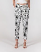 Load image into Gallery viewer, Hibiscus Women&#39;s Belted Tapered Pants (B&amp;W)
