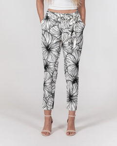 Hibiscus Women's Belted Tapered Pants (B&W)