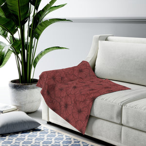 Hibiscus Velveteen Plush Blanket (Pink)