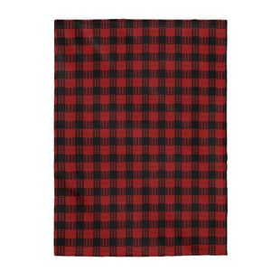 Kanaka Plaid Velveteen Plush Blanket (Red)