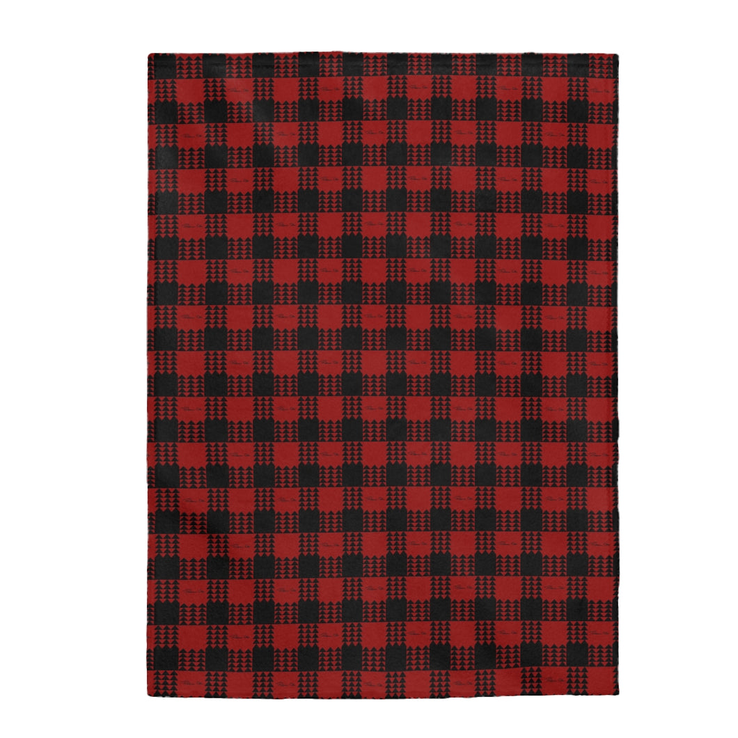 Kanaka Plaid Velveteen Plush Blanket (Red)
