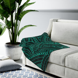 Tribal Velveteen Plush Blanket (Teal)
