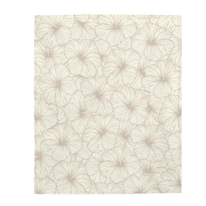 Hibiscus Velveteen Plush Blanket (Off White)
