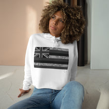 Load image into Gallery viewer, Kanaka Kollection Tribal Flag Cropped Hoodie (B&amp;W)
