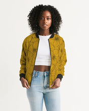 Load image into Gallery viewer, Hibiscus Women&#39;s Bomber Jacket (Yellow)
