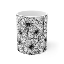Load image into Gallery viewer, Hibiscus Graphic Mug 11oz (B&amp;W)
