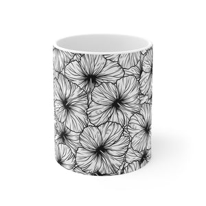 Hibiscus Graphic Mug 11oz (B&W)