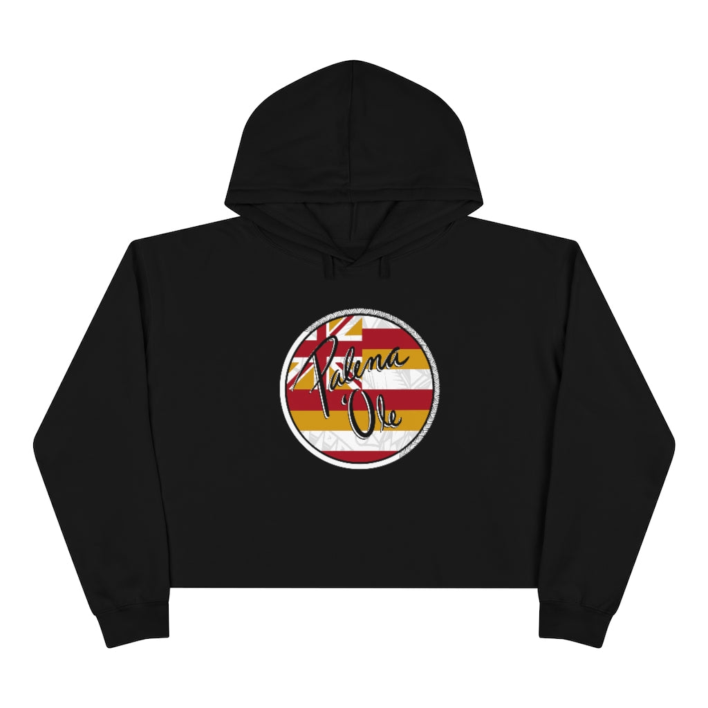 Kanaka Kollection Palena ‘Ole Flag Cropped Hoodie (White)