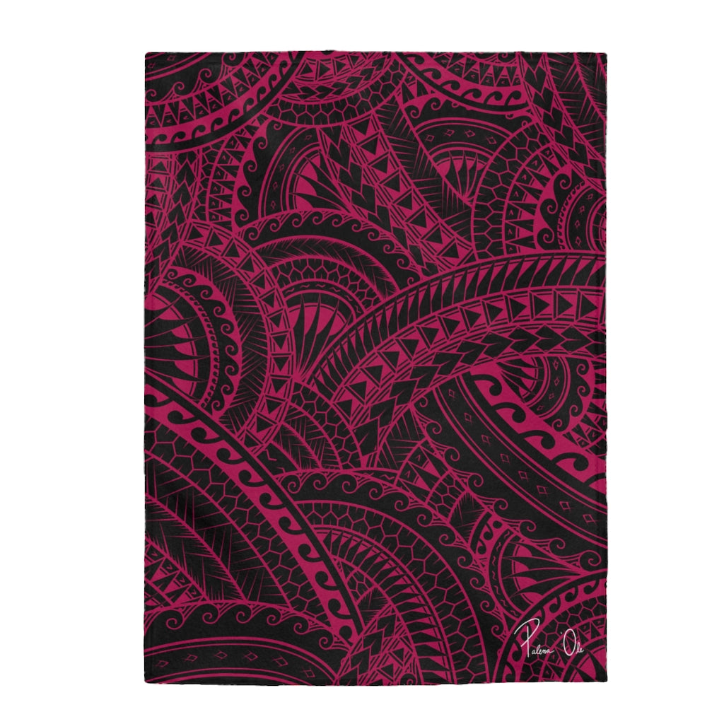 Tribal Velveteen Plush Blanket (Pink)