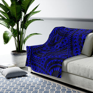 Tribal Velveteen Plush Blanket (Royal Blue)