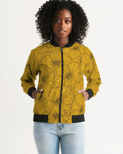 Load image into Gallery viewer, Hibiscus Women&#39;s Bomber Jacket (Yellow)
