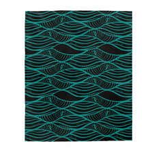 Load image into Gallery viewer, NALU Velveteen Plush Blanket (Black &amp; Teal)
