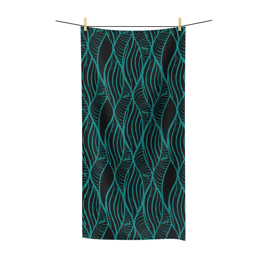 NALU Polycotton Towel (Black & Teal)