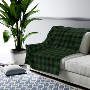 Kanaka Plaid Velveteen Plush Blanket (Green)