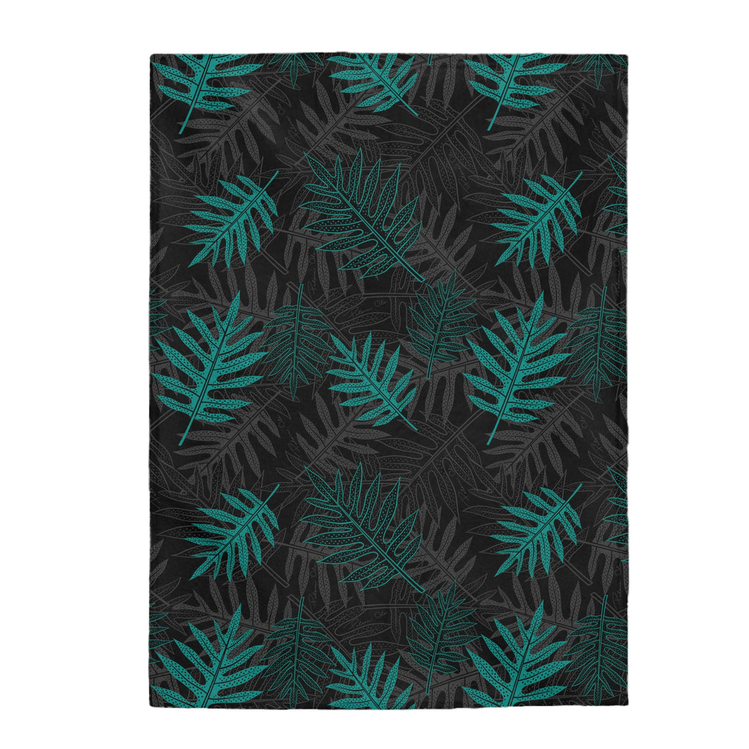Laua’e Velveteen Plush Blanket (Teal)