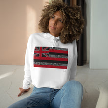 Load image into Gallery viewer, Kanaka Kollection Tribal Flag Cropped Hoodie (Gray)

