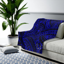 Load image into Gallery viewer, Tribal Velveteen Plush Blanket (Royal Blue)
