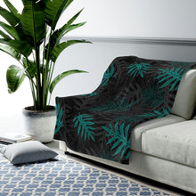 Load image into Gallery viewer, Laua’e Velveteen Plush Blanket (Teal)
