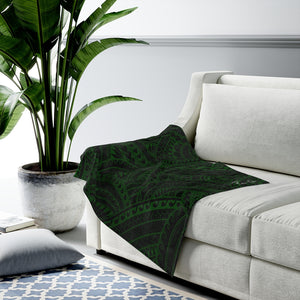 Tribal Velveteen Plush Blanket (Green)