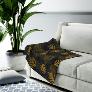 Laua’e Velveteen Plush Blanket (Yellow)