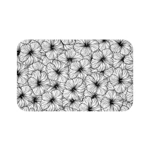 Hibiscus Bath Mat (B&W)