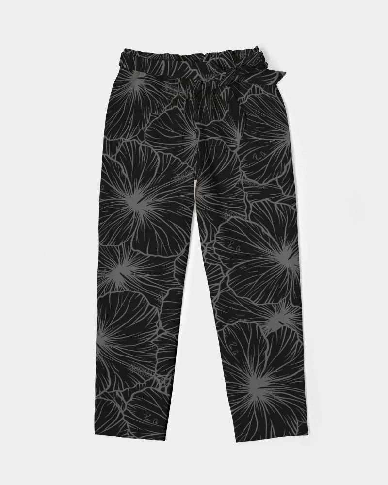 Hibiscus Women's Belted Tapered Pants (Gray)