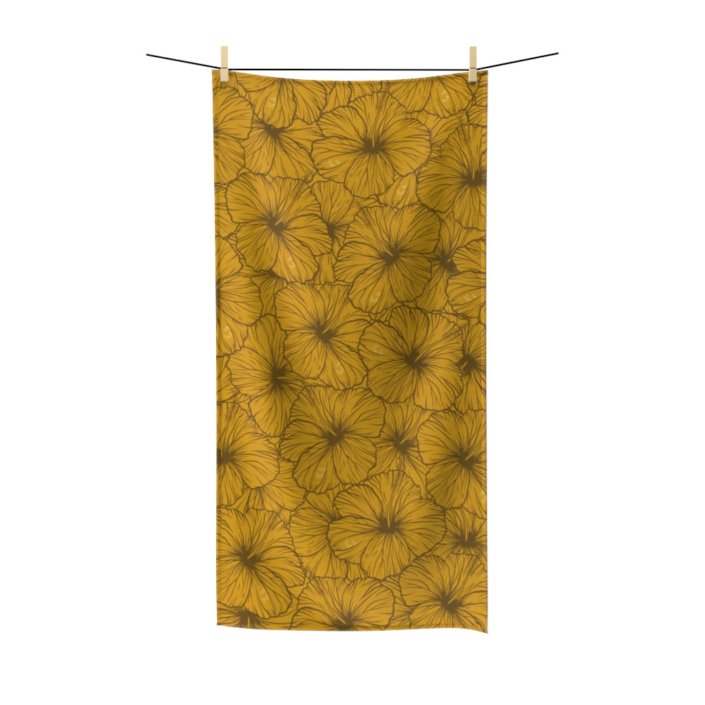 Hibiscus Polycotton Towel (Yellow)