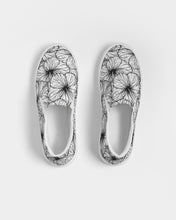 Load image into Gallery viewer, Hibiscus Women&#39;s Slip-On Canvas Shoe (B&amp;W)
