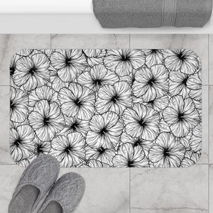 Hibiscus Bath Mat (B&W)