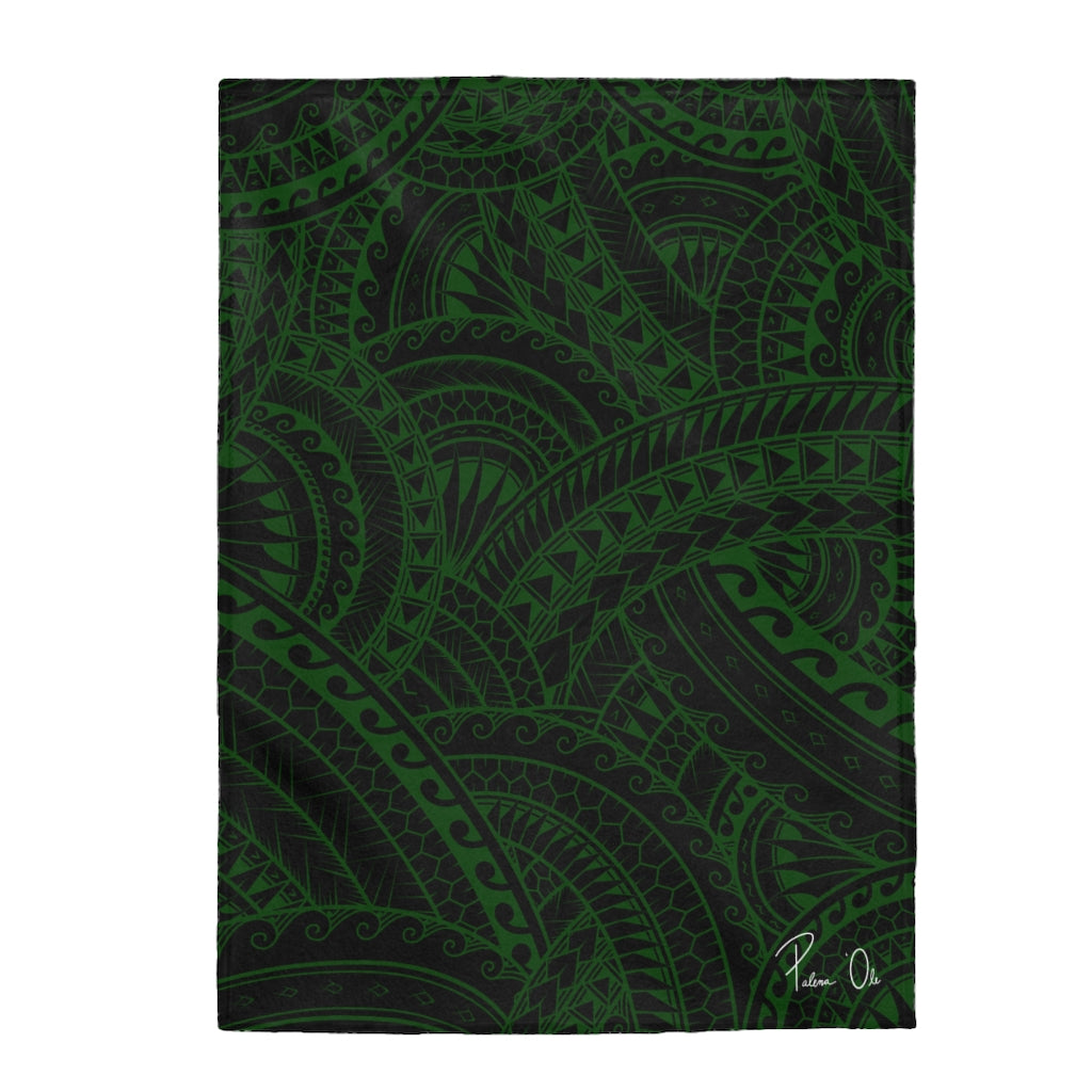 Tribal Velveteen Plush Blanket (Green)