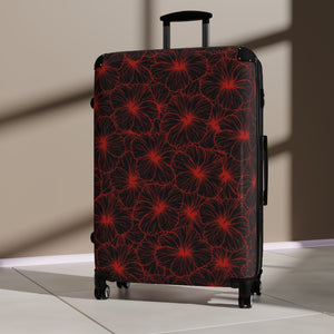 Hibiscus Suitcase (Red Outline)