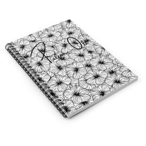 Hibiscus Spiral Notebook - Ruled Line (B&W)