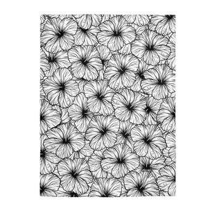Hibiscus Velveteen Plush Blanket (B&W)