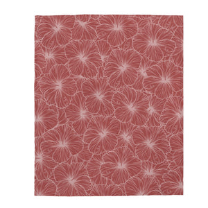 Hibiscus Velveteen Plush Blanket (Light Pink)