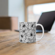 Load image into Gallery viewer, Hibiscus Graphic Mug 11oz (B&amp;W)
