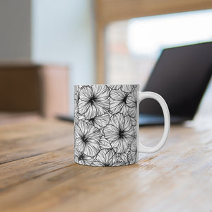 Hibiscus Graphic Mug 11oz (B&W)