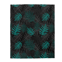 Load image into Gallery viewer, Laua’e Velveteen Plush Blanket (Teal)
