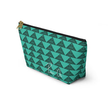 Load image into Gallery viewer, ‘Io Script Accessory Pouch w T-bottom (Teal)
