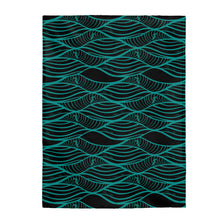 Load image into Gallery viewer, NALU Velveteen Plush Blanket (Black &amp; Teal)
