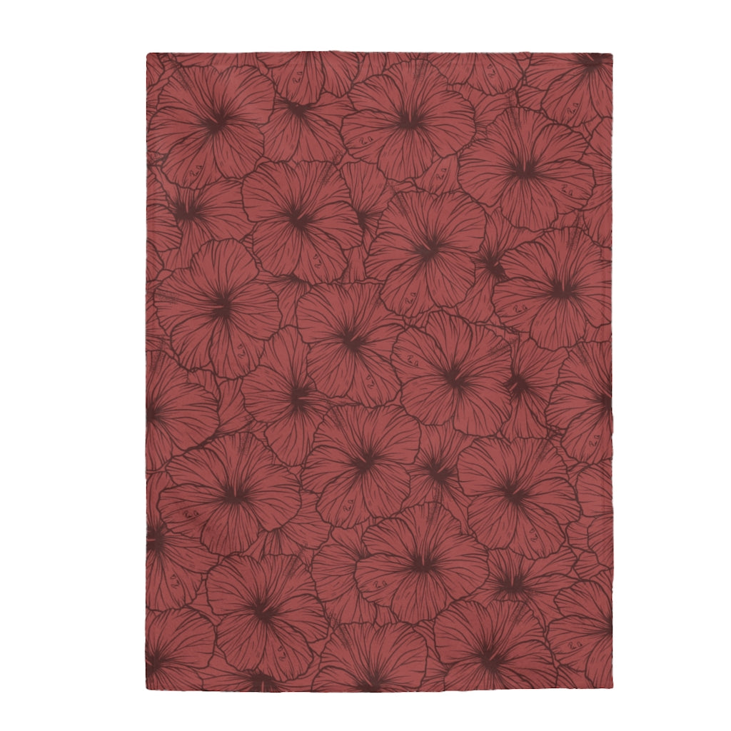 Hibiscus Velveteen Plush Blanket (Pink)