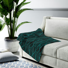 Load image into Gallery viewer, NALU Velveteen Plush Blanket (Black &amp; Teal)
