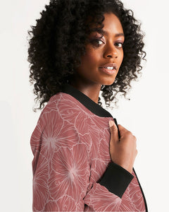 Hibiscus Women's Bomber Jacket (Light Pink)