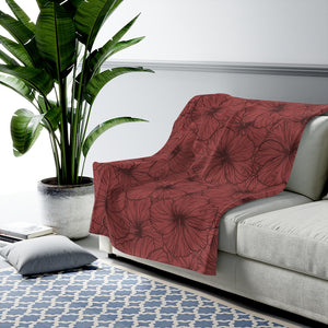 Hibiscus Velveteen Plush Blanket (Pink)